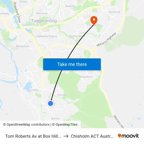 Tom Roberts Av at Box Hill Av to Chisholm ACT Australia map