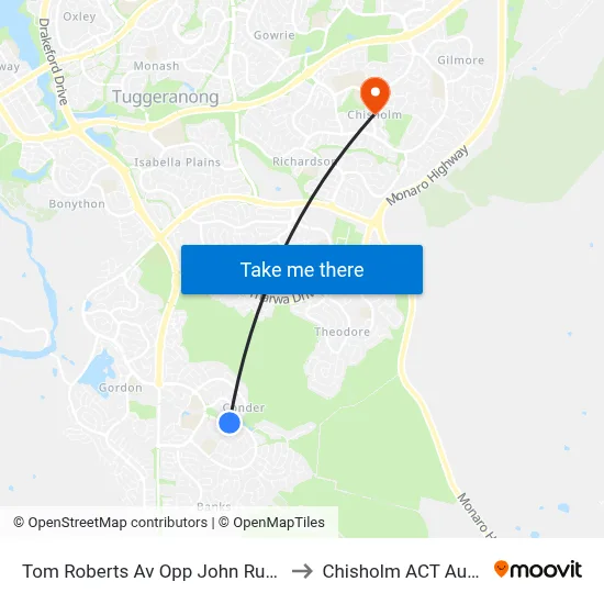 Tom Roberts Av Opp John Russell Cct to Chisholm ACT Australia map