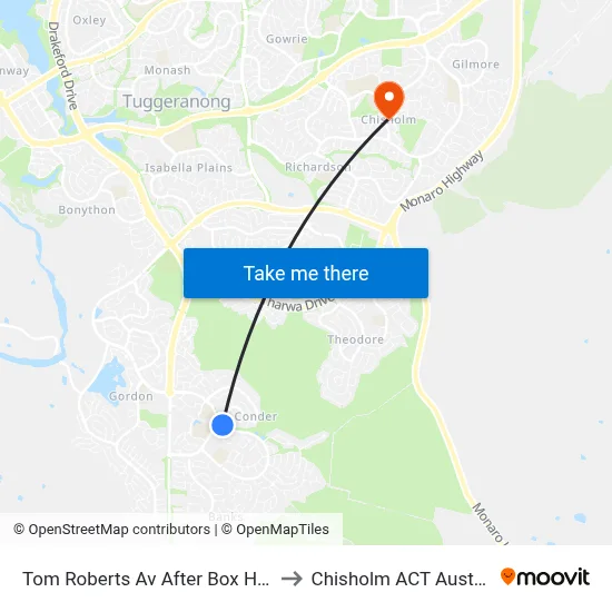 Tom Roberts Av After Box Hill Av to Chisholm ACT Australia map