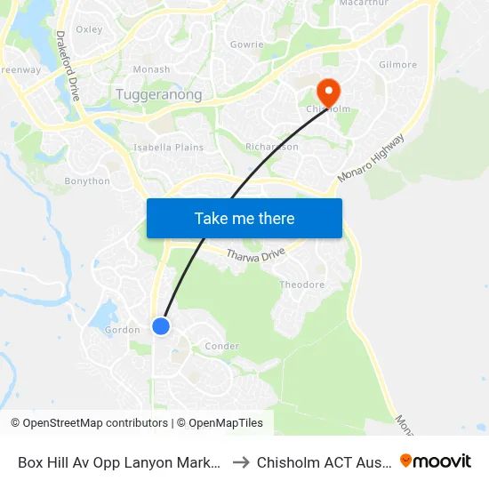 Box Hill Av Opp Lanyon Marketplace to Chisholm ACT Australia map