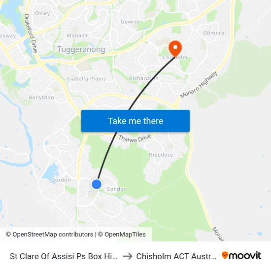 St Clare Of Assisi Ps Box Hill Av to Chisholm ACT Australia map