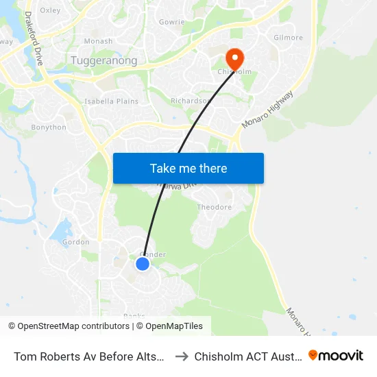 Tom Roberts Av Before Altson Cct to Chisholm ACT Australia map