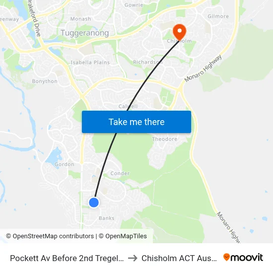 Pockett Av Before 2nd Tregellas Cr to Chisholm ACT Australia map