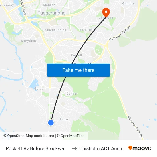 Pockett Av Before Brockway Cct to Chisholm ACT Australia map