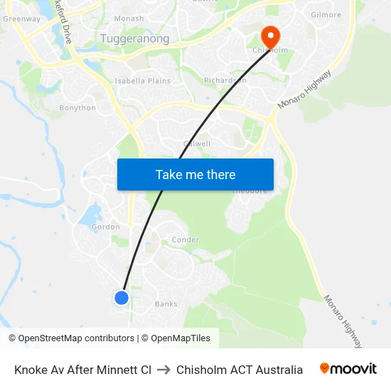 Knoke Av After Minnett Cl to Chisholm ACT Australia map