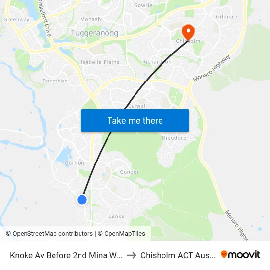 Knoke Av Before 2nd Mina Wylie Cr to Chisholm ACT Australia map