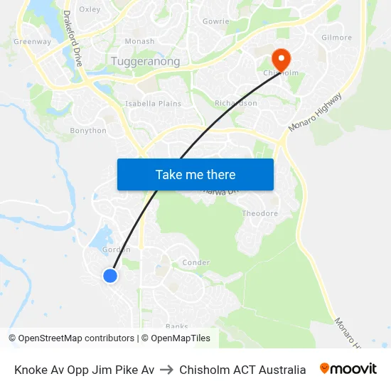 Knoke Av Opp Jim Pike Av to Chisholm ACT Australia map