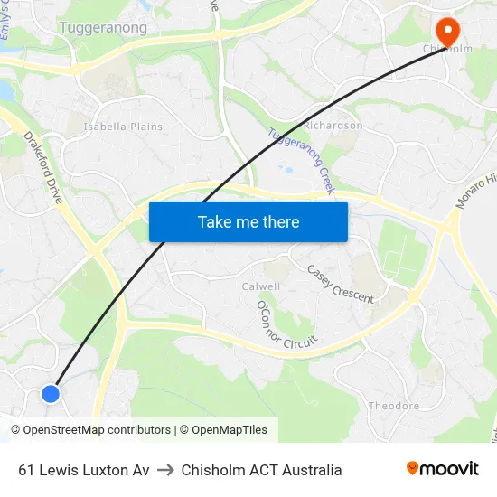61 Lewis Luxton Av to Chisholm ACT Australia map