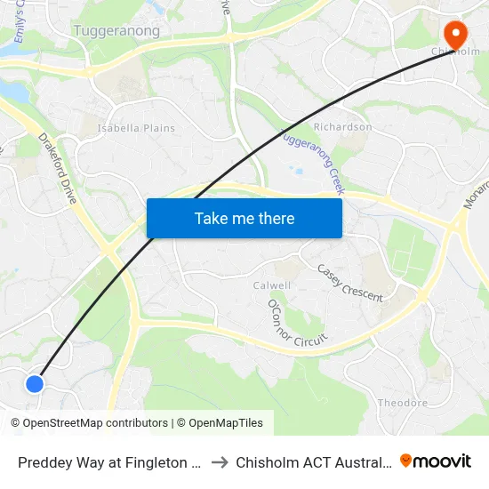Preddey Way at Fingleton Cr to Chisholm ACT Australia map