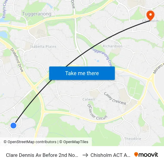 Clare Dennis Av Before 2nd Noel Ryan Gdn to Chisholm ACT Australia map