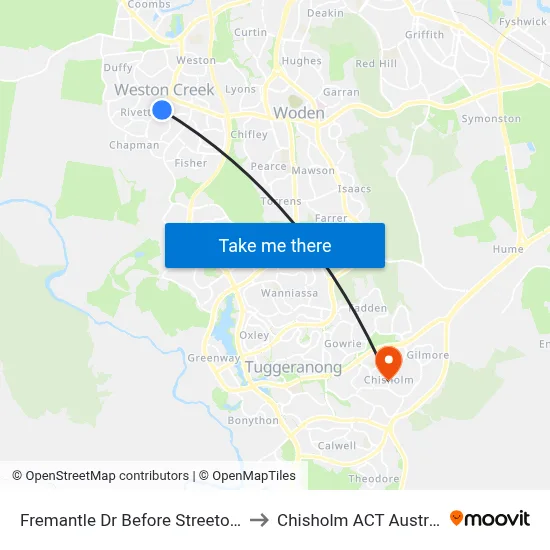 Fremantle Dr Before Streeton Dr to Chisholm ACT Australia map