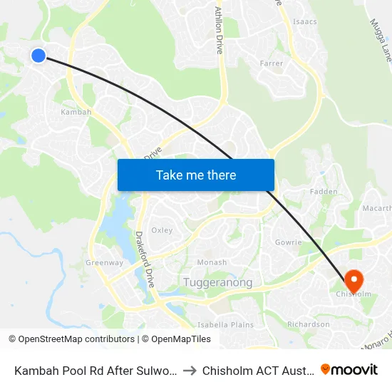 Kambah Pool Rd After Sulwood Dr to Chisholm ACT Australia map
