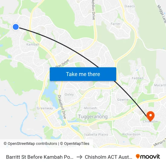 Barritt St Before Kambah Pool Rd to Chisholm ACT Australia map