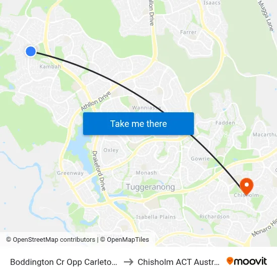 Boddington Cr Opp Carleton St to Chisholm ACT Australia map