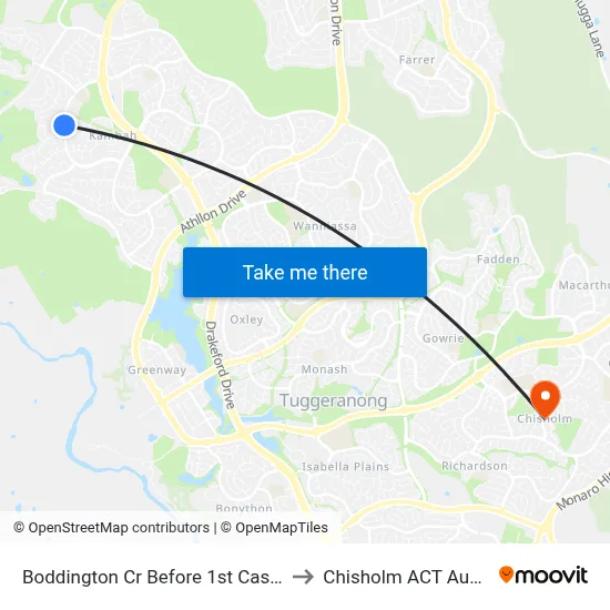 Boddington Cr Before 1st Castley Cct to Chisholm ACT Australia map