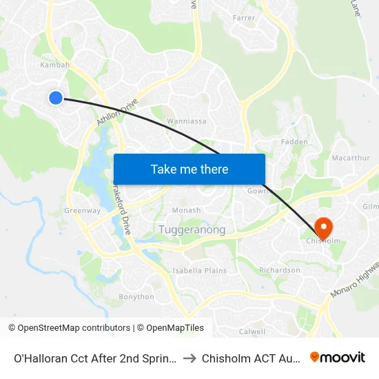 O'Halloran Cct After 2nd Springbett St to Chisholm ACT Australia map
