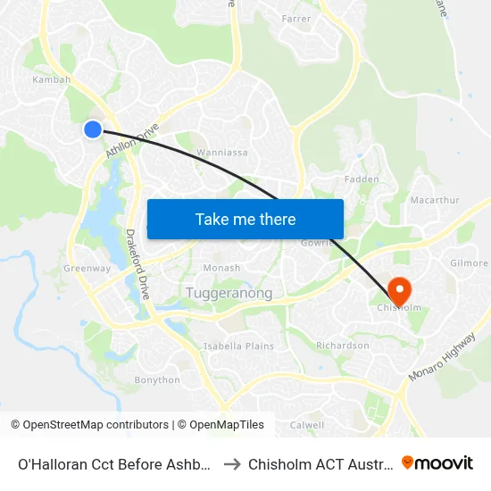O'Halloran Cct Before Ashby Cct to Chisholm ACT Australia map