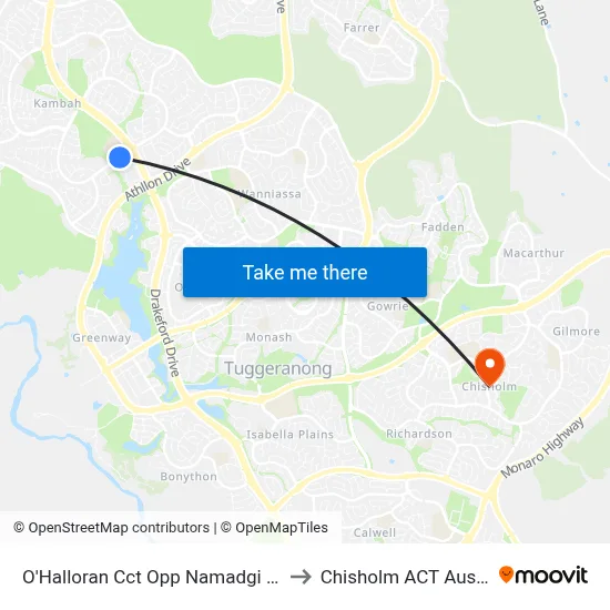 O'Halloran Cct Opp Namadgi School to Chisholm ACT Australia map