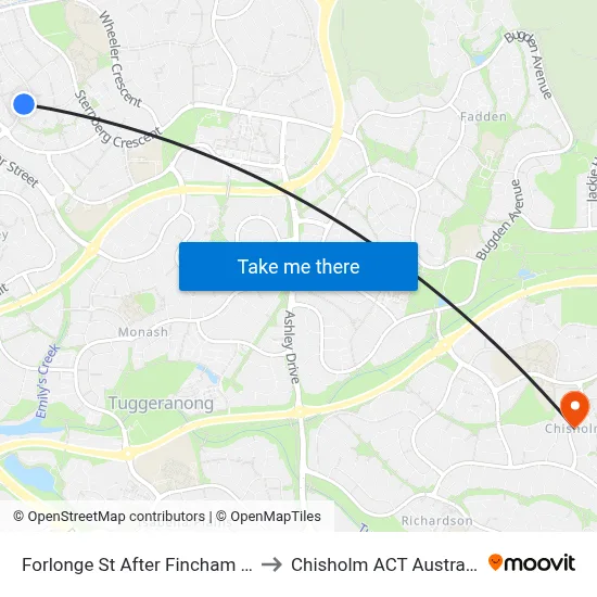 Forlonge St After Fincham Cr to Chisholm ACT Australia map