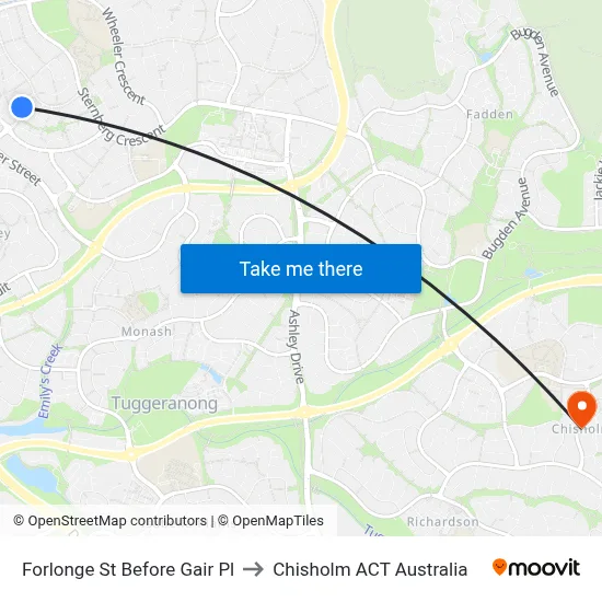 Forlonge St Before Gair Pl to Chisholm ACT Australia map