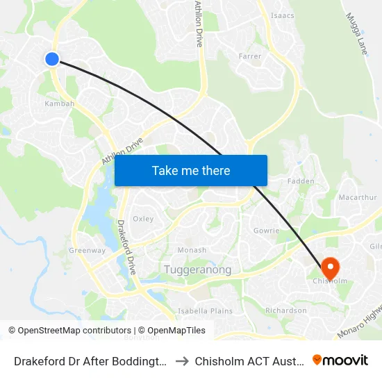 Drakeford Dr After Boddington Cr to Chisholm ACT Australia map