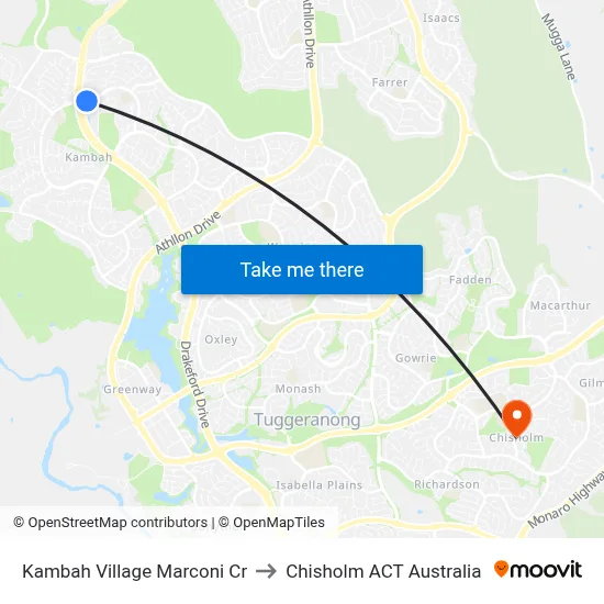 Kambah Village Marconi Cr to Chisholm ACT Australia map