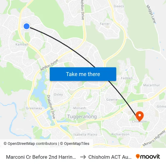 Marconi Cr Before 2nd Harrington Cct to Chisholm ACT Australia map