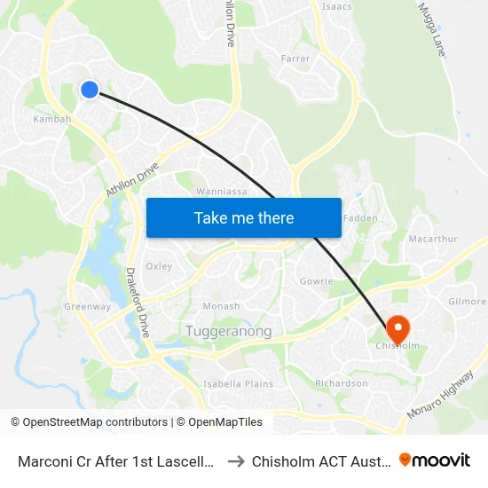 Marconi Cr After 1st Lascelles Cct to Chisholm ACT Australia map