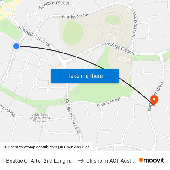 Beattie Cr After 2nd Longman St to Chisholm ACT Australia map