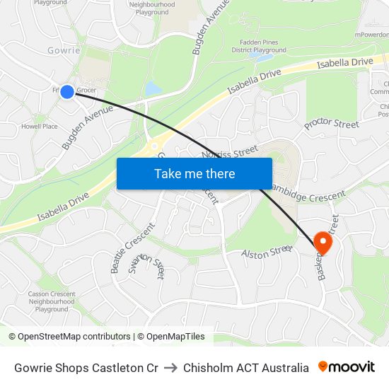 Gowrie Shops Castleton Cr to Chisholm ACT Australia map