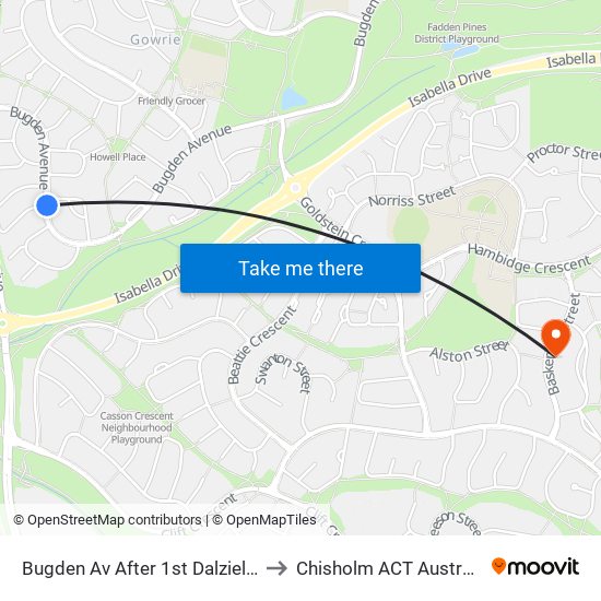 Bugden Av After 1st Dalziel St to Chisholm ACT Australia map