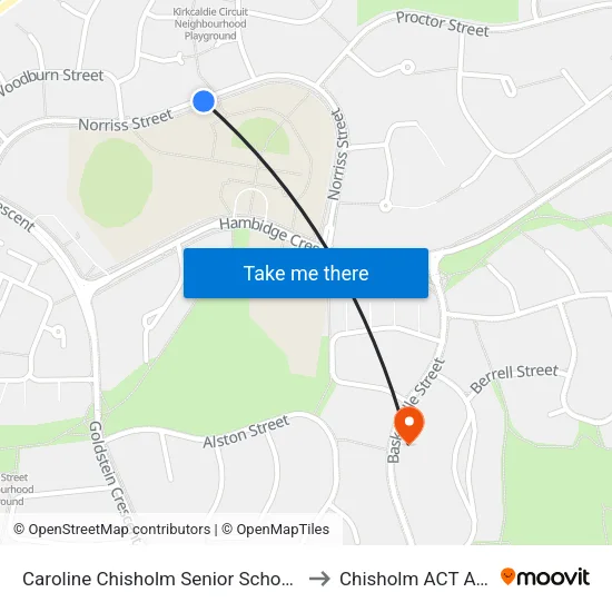 Caroline Chisholm Senior School Norriss St to Chisholm ACT Australia map