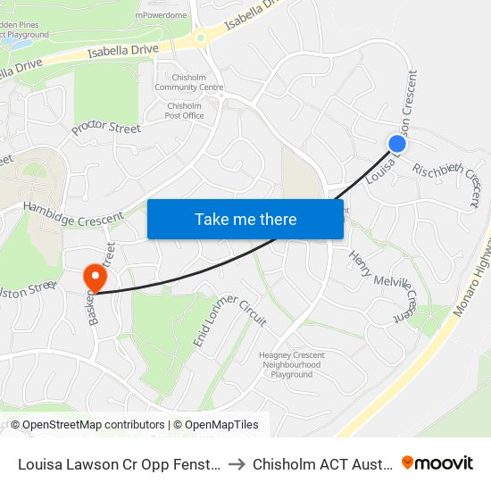 Louisa Lawson Cr Opp Fenston Pl to Chisholm ACT Australia map