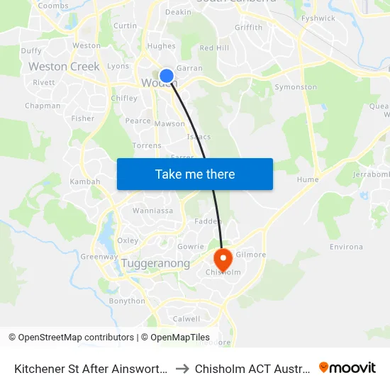 Kitchener St After Ainsworth St to Chisholm ACT Australia map
