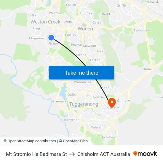 Mt Stromlo Hs Badimara St to Chisholm ACT Australia map