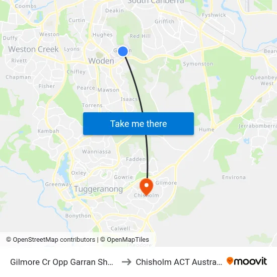 Gilmore Cr Opp Garran Shops to Chisholm ACT Australia map
