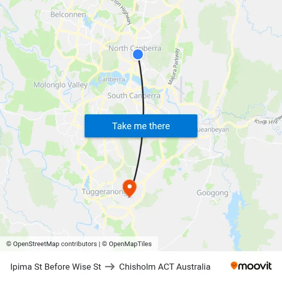 Ipima St Before Wise St to Chisholm ACT Australia map