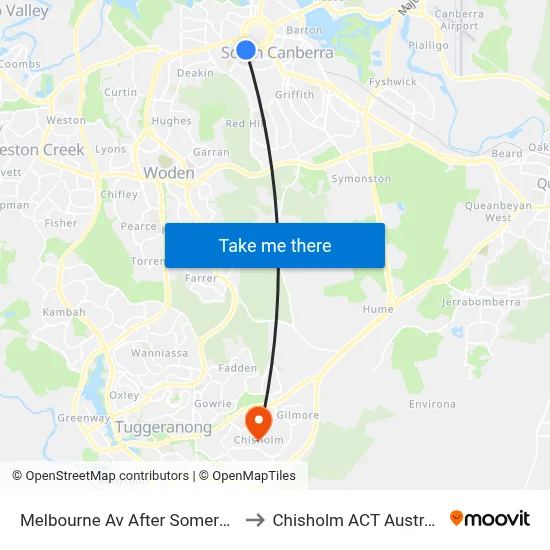 Melbourne Av After Somers Cr to Chisholm ACT Australia map