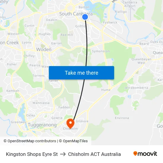 Kingston Shops Eyre St to Chisholm ACT Australia map