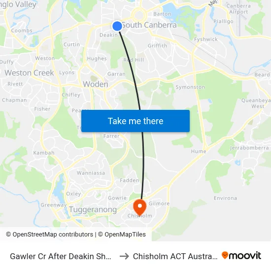 Gawler Cr After Deakin Shops to Chisholm ACT Australia map