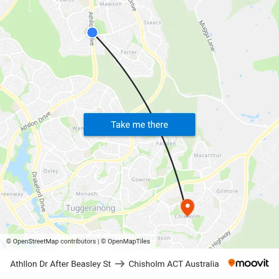 Athllon Dr After Beasley St to Chisholm ACT Australia map