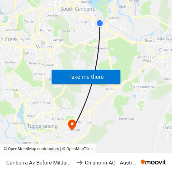 Canberra Av Before Mildura St to Chisholm ACT Australia map