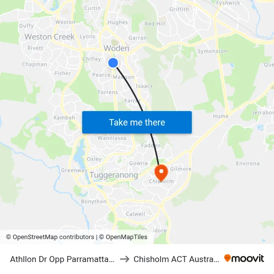 Athllon Dr Opp Parramatta St to Chisholm ACT Australia map
