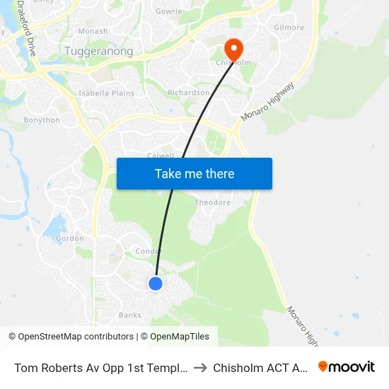 Tom Roberts Av Opp 1st Templestowe Av to Chisholm ACT Australia map