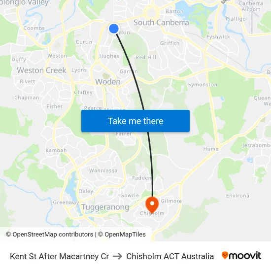 Kent St After Macartney Cr to Chisholm ACT Australia map