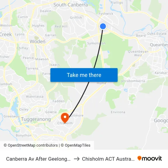 Canberra Av After Geelong St to Chisholm ACT Australia map