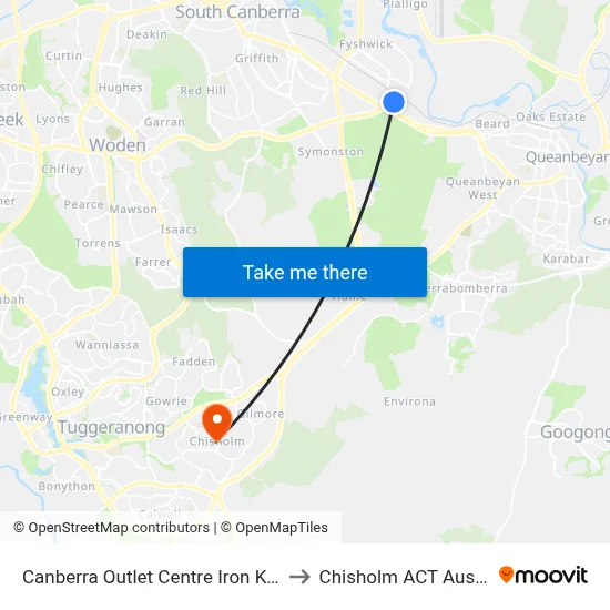 Canberra Outlet Centre Iron Knob St to Chisholm ACT Australia map