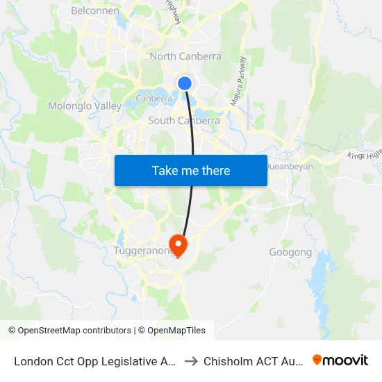 London Cct Opp Legislative Assembly to Chisholm ACT Australia map