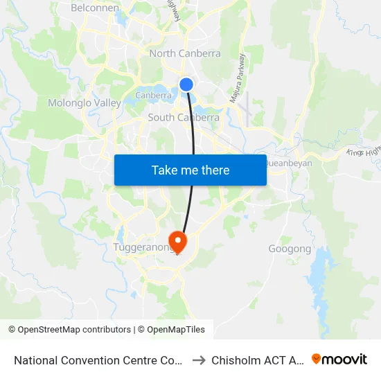 National Convention Centre Constitution Av to Chisholm ACT Australia map