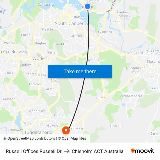 Russell Offices Russell Dr to Chisholm ACT Australia map